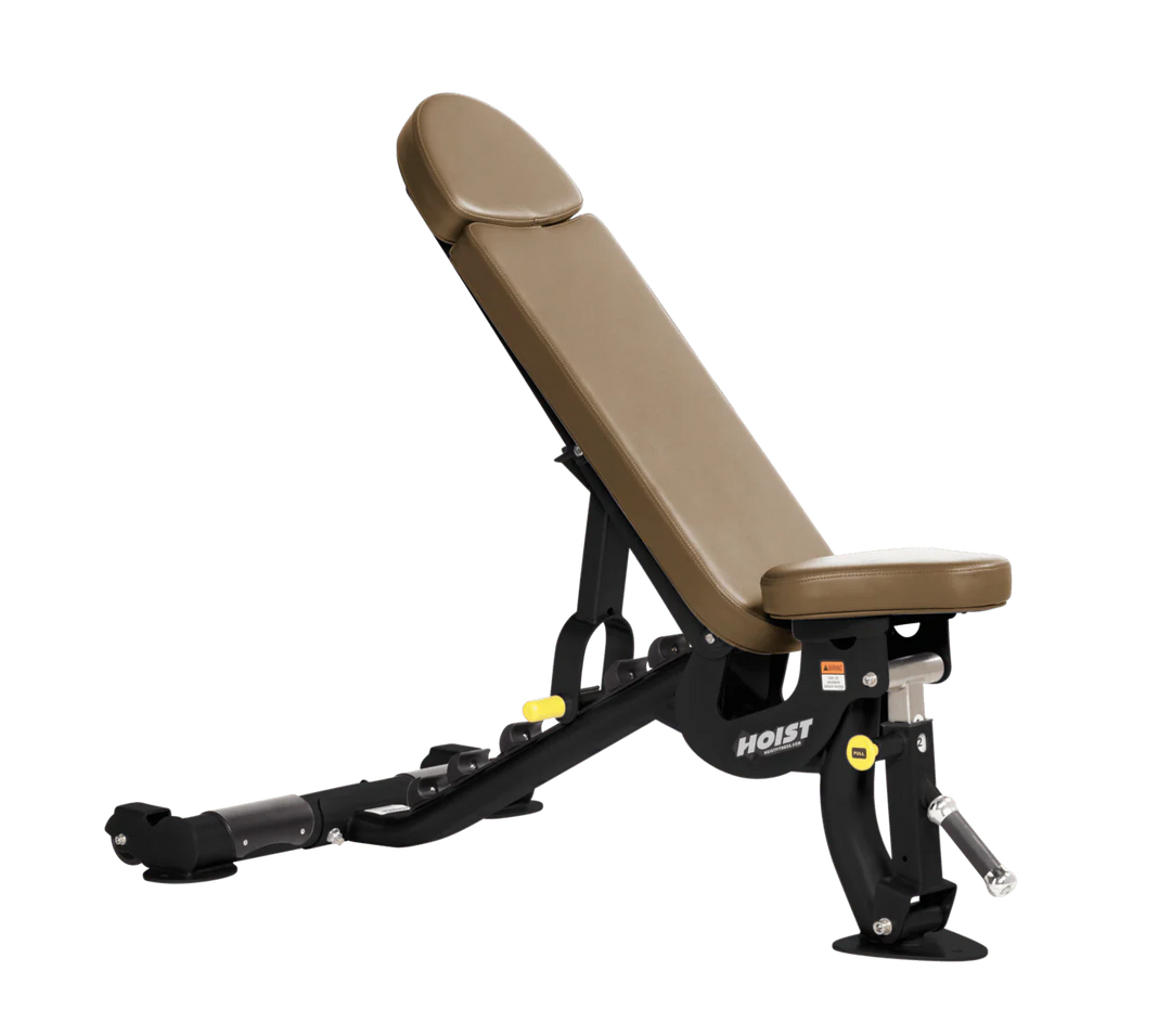 Hoist commercial flat incline adjustable weight bench with wheat padding and steel frame for gym strength training