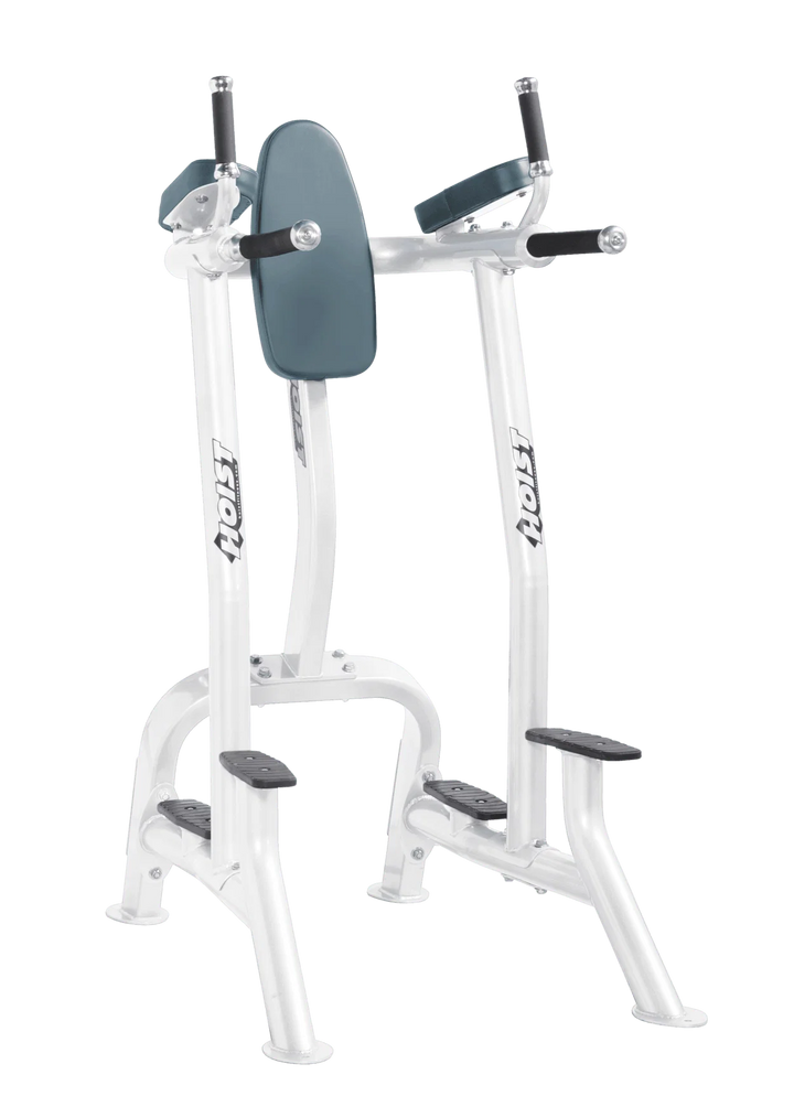 Hoist white blue ridge commercial vertical knee raise and dip station for core, triceps, and upper body bodyweight exercises