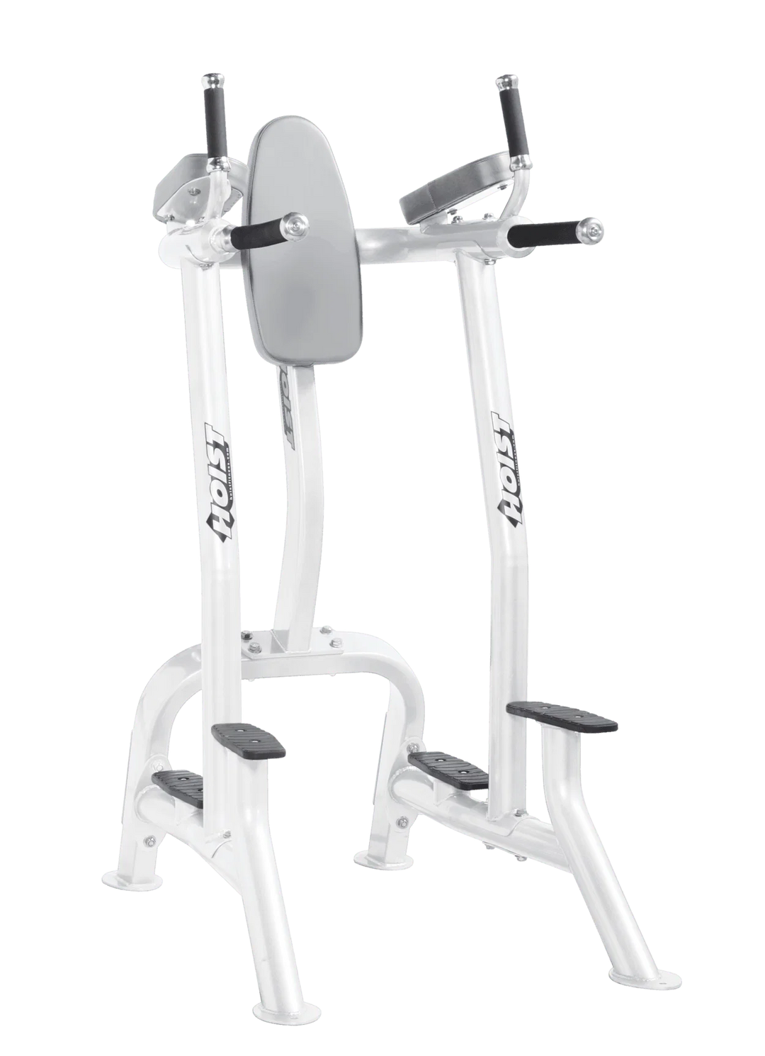 Hoist white dove grey commercial vertical knee raise and dip station for core, triceps, and upper body bodyweight exercises