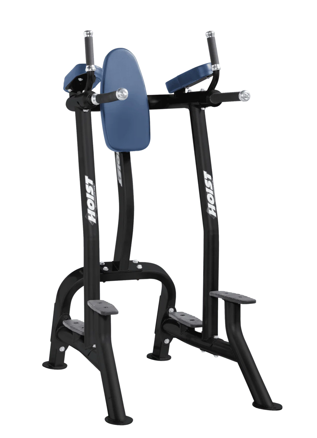 Hoist royal blue commercial vertical knee raise and dip station for core, triceps, and upper body bodyweight exercises