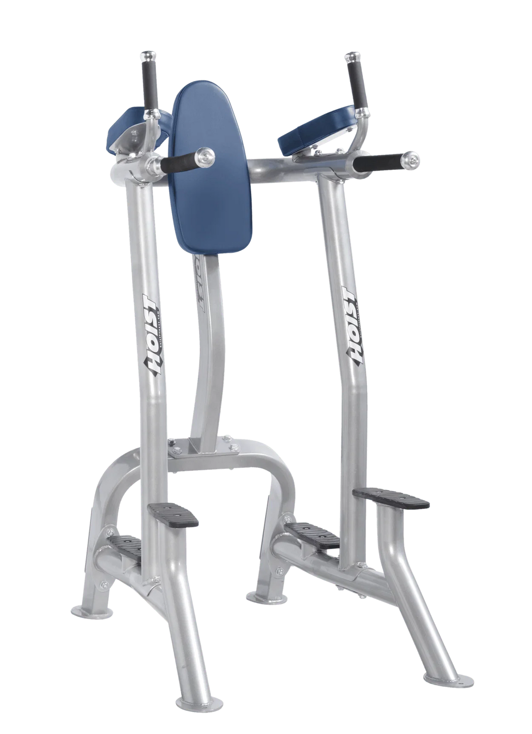 Hoist platinum royal blue commercial vertical knee raise and dip station for core, triceps, and upper body bodyweight exercises
