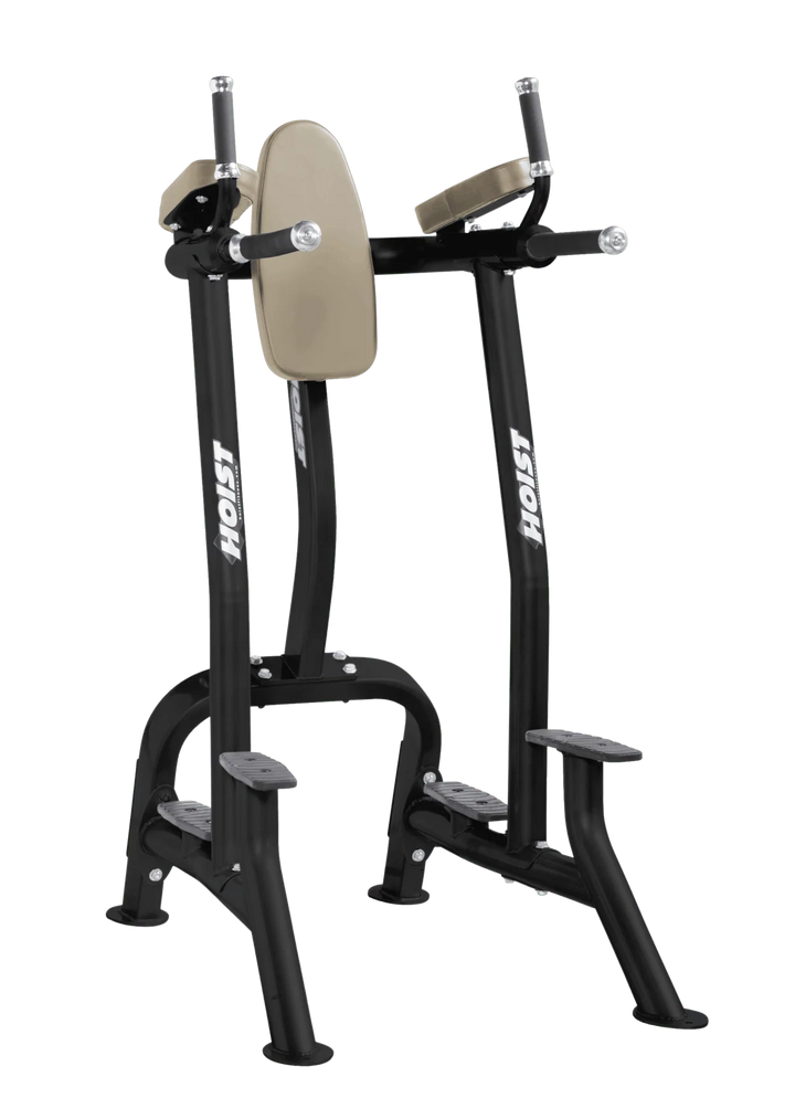 Hoist suede commercial vertical knee raise and dip station for core, triceps, and upper body bodyweight exercises