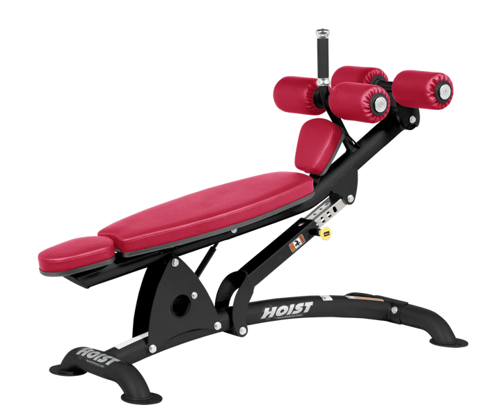 AMB Hoist commercial adjustable decline ab bench with padded leg rollers for abdominal and core strength exercises
