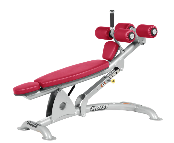 AMB Platinum Hoist commercial adjustable decline ab bench with padded leg rollers for abdominal and core strength exercises