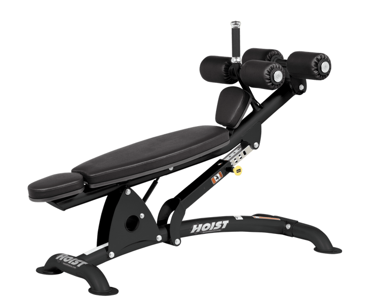 BLK Hoist commercial adjustable decline ab bench with padded leg rollers for abdominal and core strength exercises