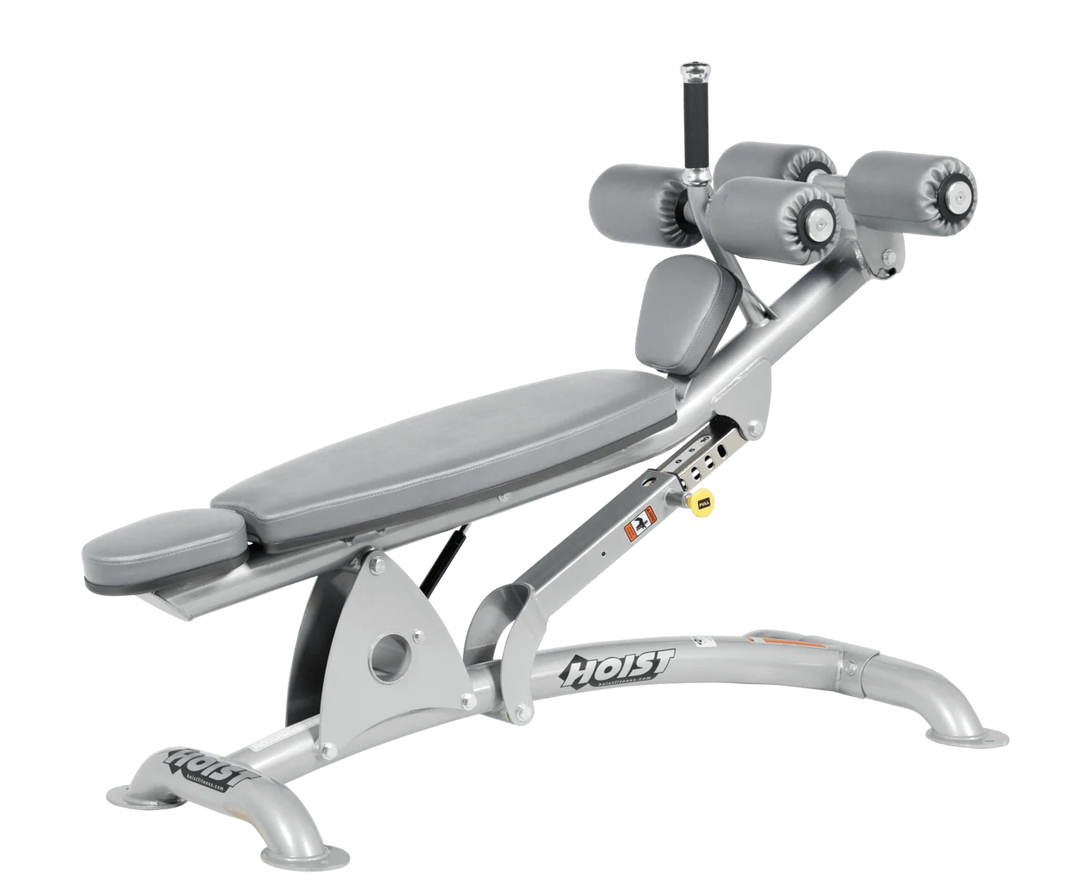 DVG Platinum Hoist commercial adjustable decline ab bench with padded leg rollers for abdominal and core strength exercises