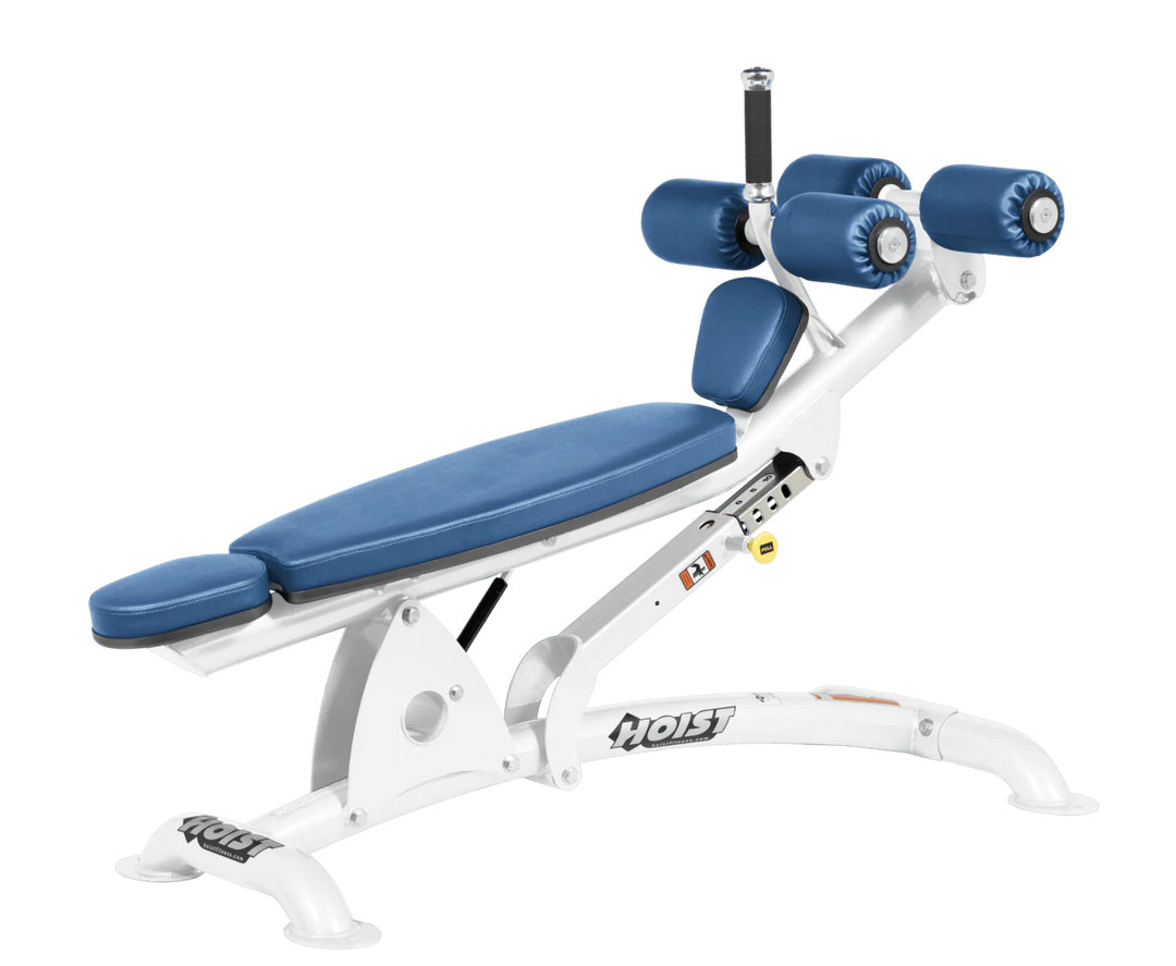 SKY White Hoist commercial adjustable decline ab bench with padded leg rollers for abdominal and core strength exercises