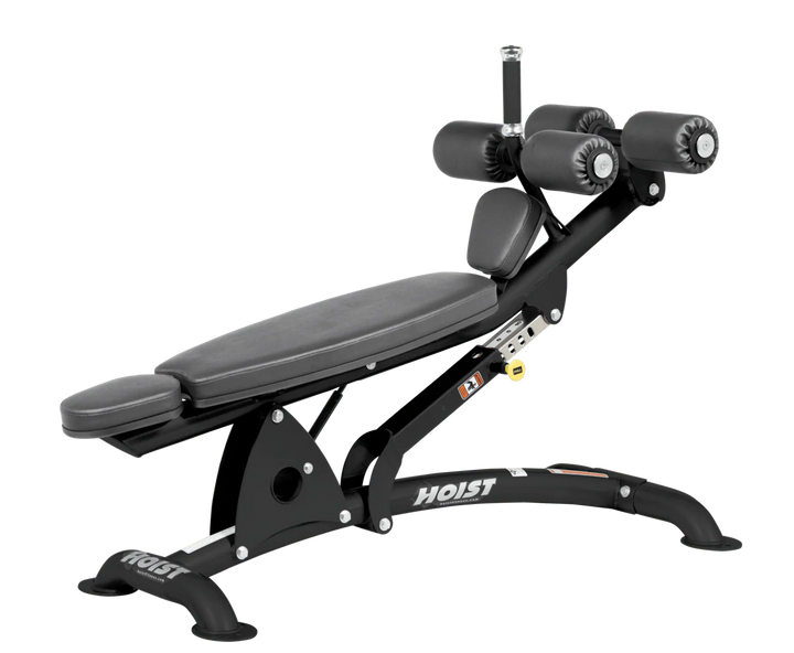 SLG Hoist commercial adjustable decline ab bench with padded leg rollers for abdominal and core strength exercises
