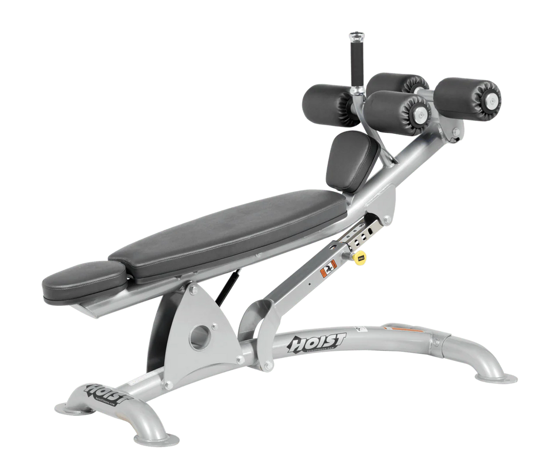SLG Platinum Hoist commercial adjustable decline ab bench with padded leg rollers for abdominal and core strength exercises