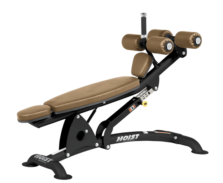 WHT Hoist commercial adjustable decline ab bench with padded leg rollers for abdominal and core strength exercises