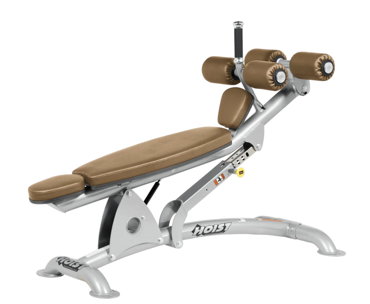 WHT Platinum Hoist commercial adjustable decline ab bench with padded leg rollers for abdominal and core strength exercises