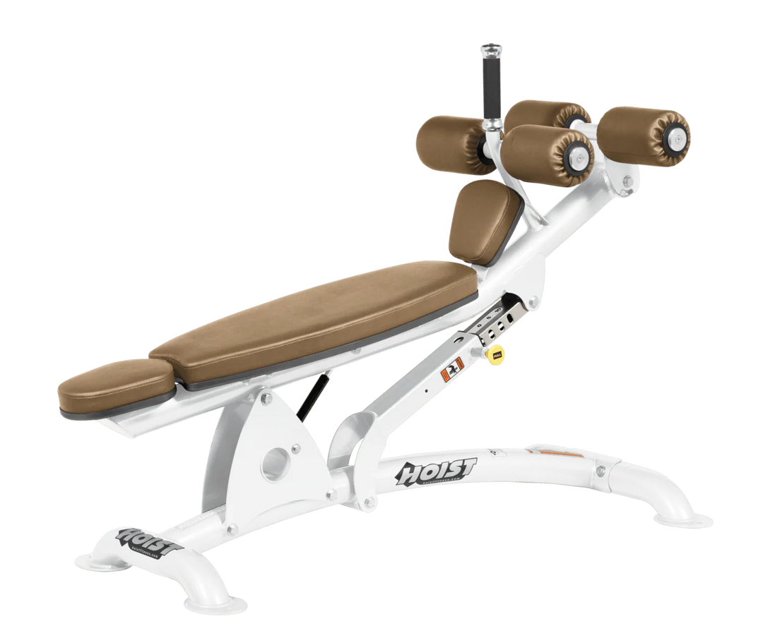 WHT White Hoist commercial adjustable decline ab bench with padded leg rollers for abdominal and core strength exercises