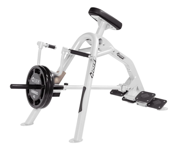 Commercial incline WH-BLK leverage row machine with chest support pad and plate-loaded arms for back training