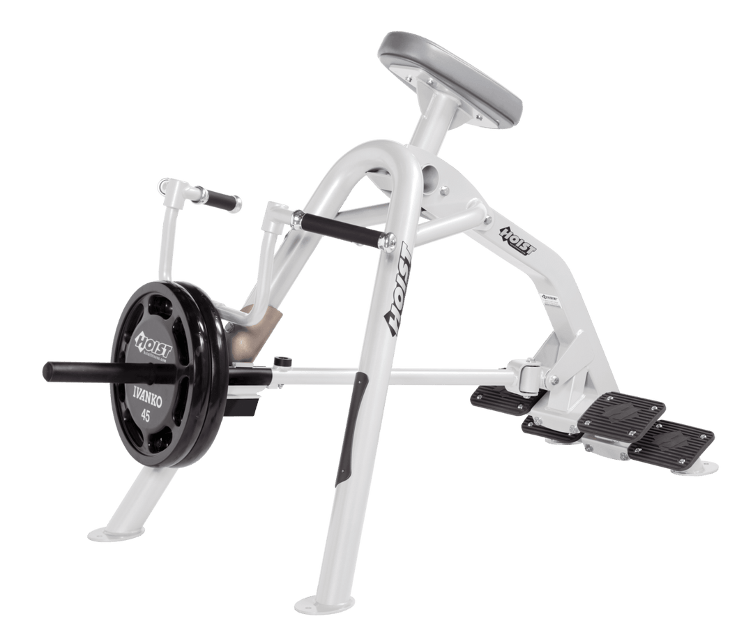 Commercial incline WH-DVG leverage row machine with chest support pad and plate-loaded arms for back training