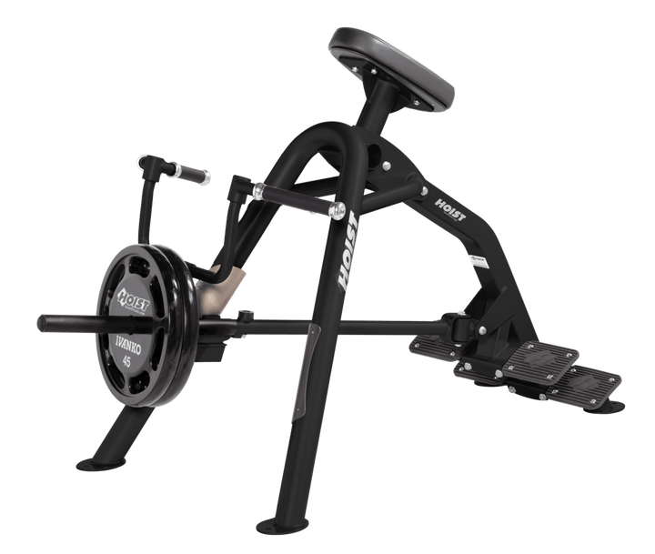 Commercial incline SLG-BLK leverage row machine with chest support pad and plate-loaded arms for back training