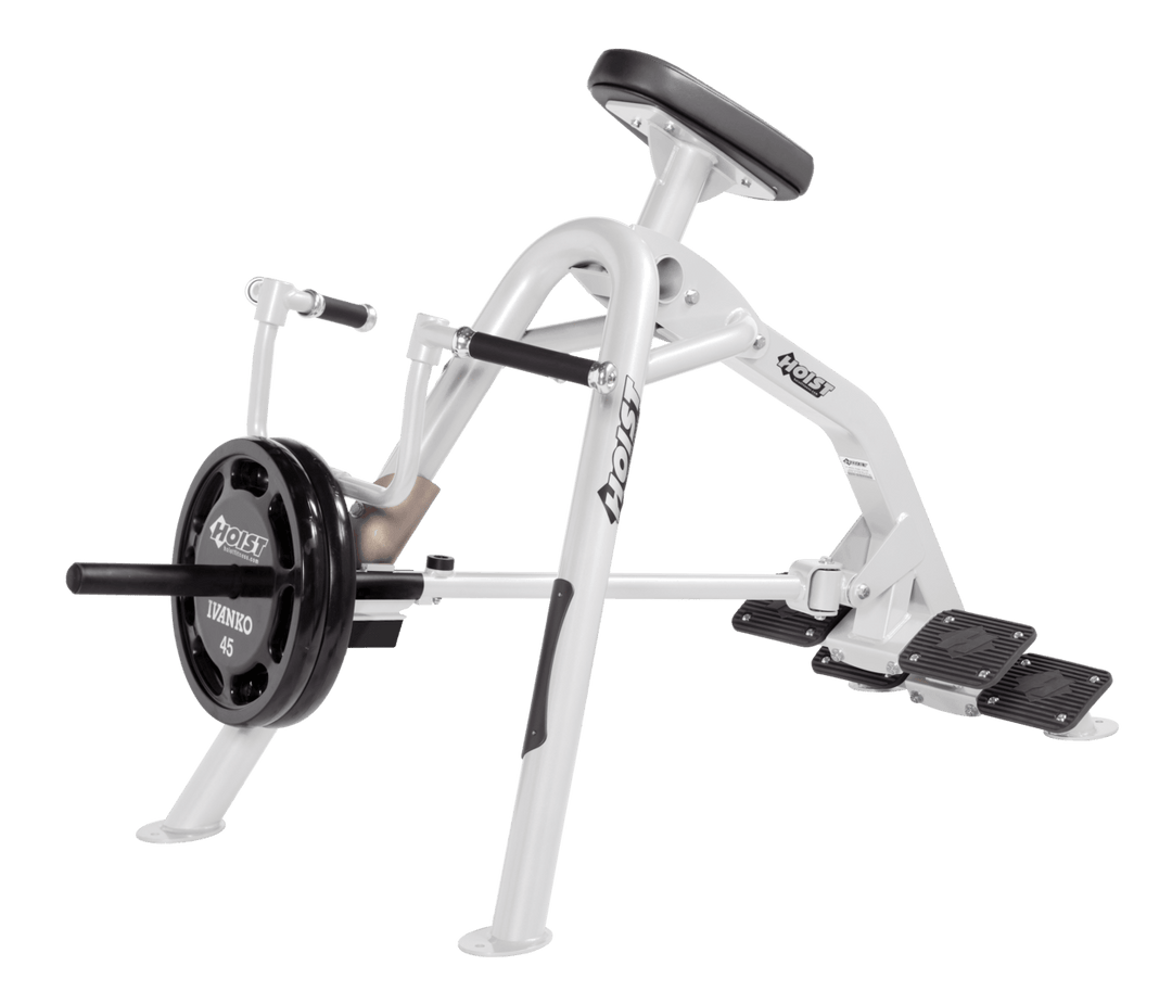 Commercial incline WH-SLG leverage row machine with chest support pad and plate-loaded arms for back training
