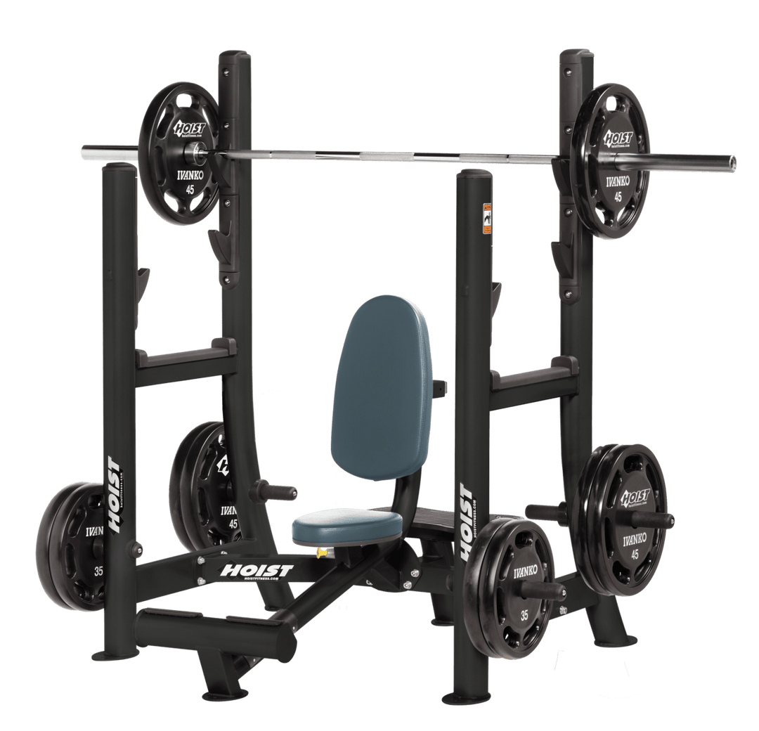Commercial BRD military press machine with seated back support and plate-loaded arms for shoulder strength training