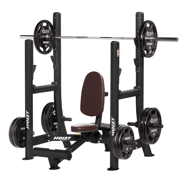 Commercial BRG military press machine with seated back support and plate-loaded arms for shoulder strength training