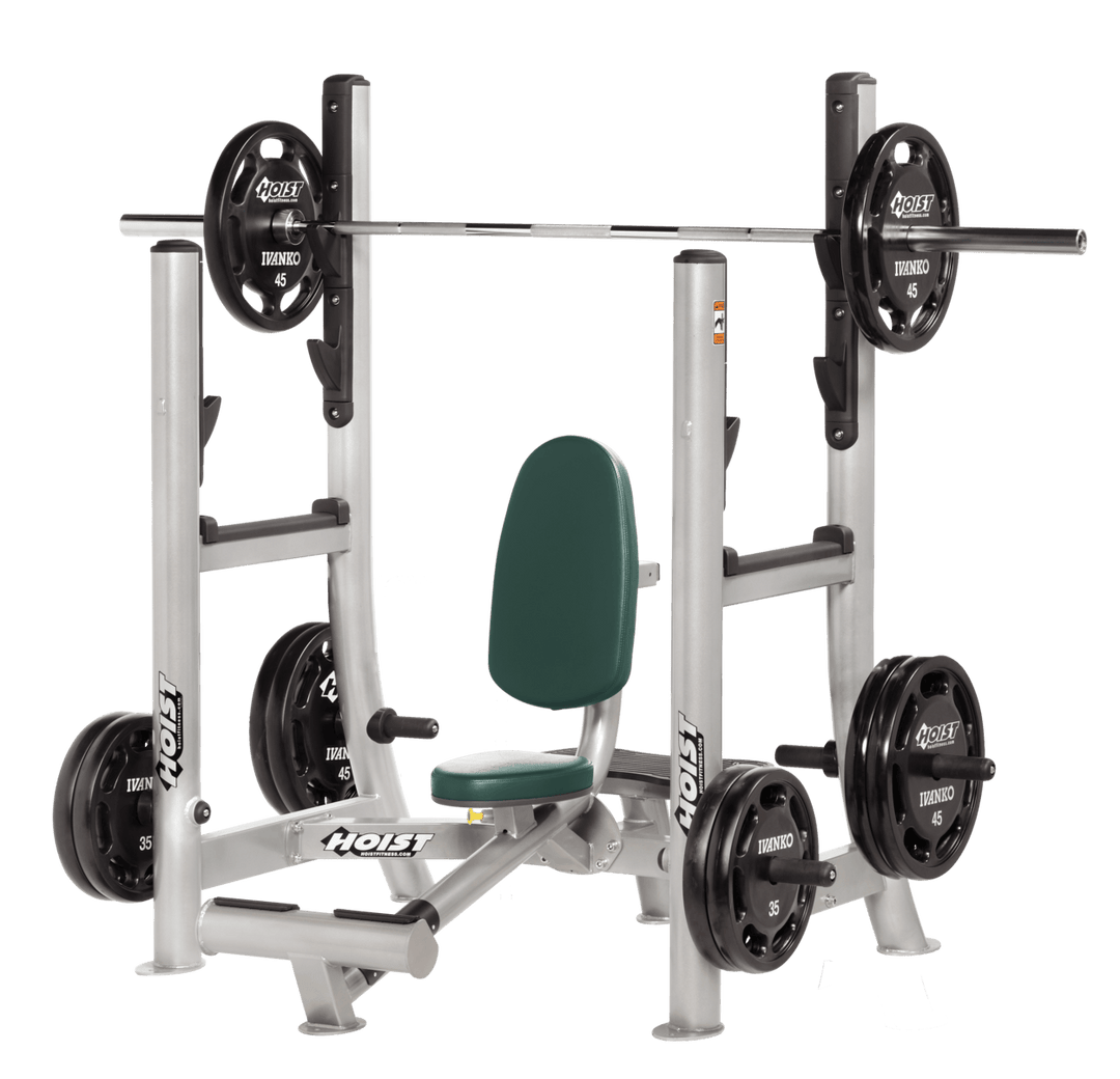 Commercial HGR Platinum military press machine with seated back support and plate-loaded arms for shoulder strength training