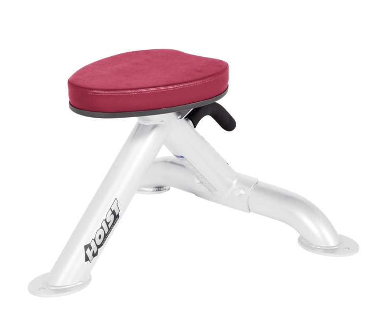 Commercial AMB white utility stool with padded seat and compact frame for versatile strength training support