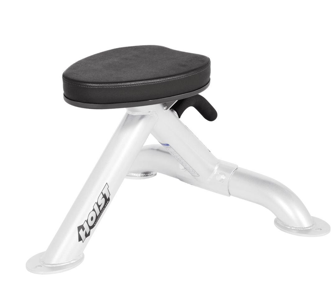 Commercial BLK white utility stool with padded seat and compact frame for versatile strength training support