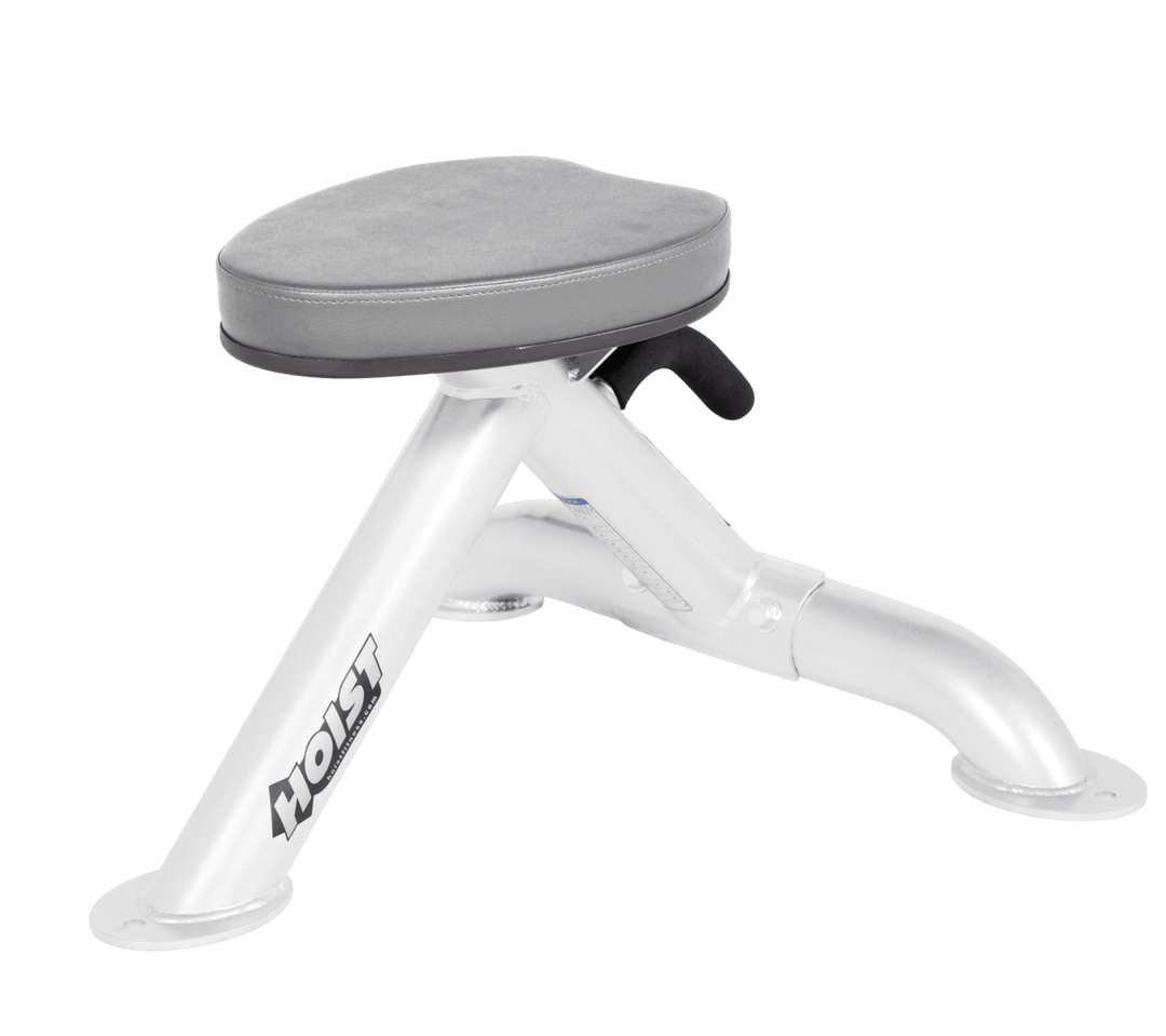 Commercial DVG white utility stool with padded seat and compact frame for versatile strength training support