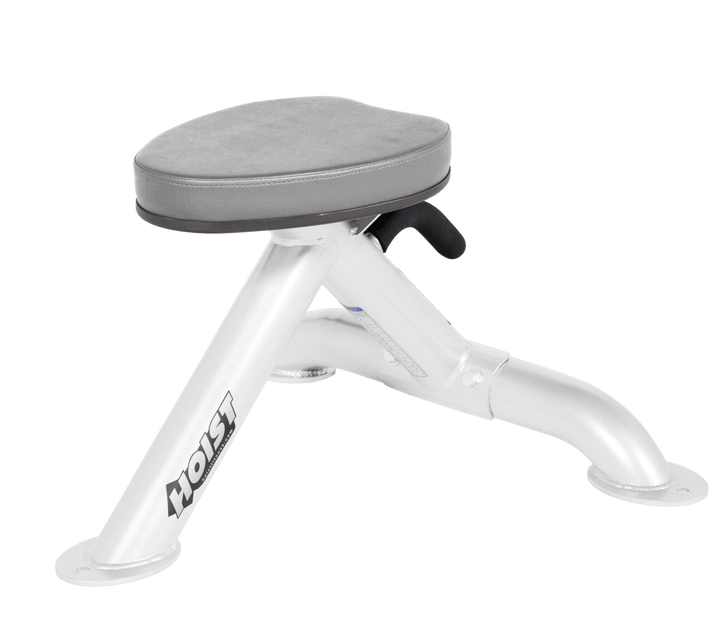 Commercial DVG white utility stool with padded seat and compact frame for versatile strength training support