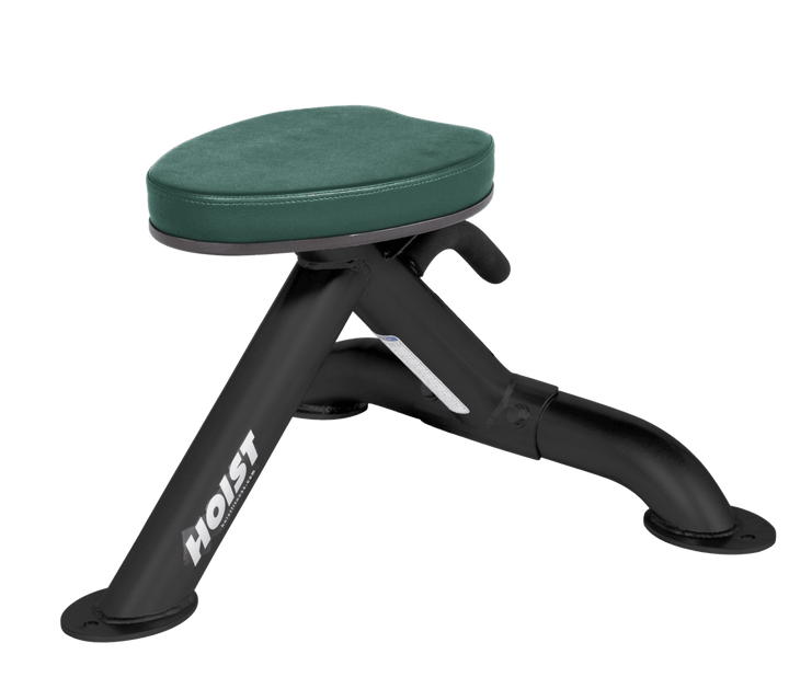 Commercial HGR utility stool with padded seat and compact frame for versatile strength training support