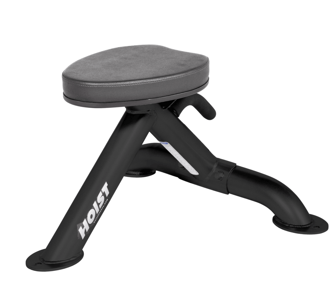 Commercial SLG utility stool with padded seat and compact frame for versatile strength training support