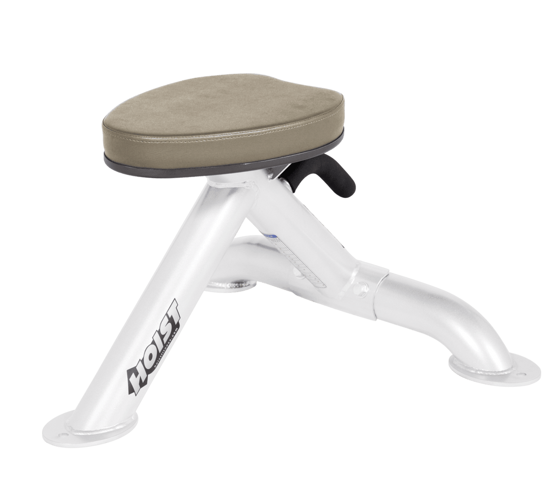 Commercial SUE white utility stool with padded seat and compact frame for versatile strength training support