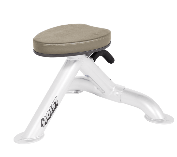 Commercial SUE white utility stool with padded seat and compact frame for versatile strength training support