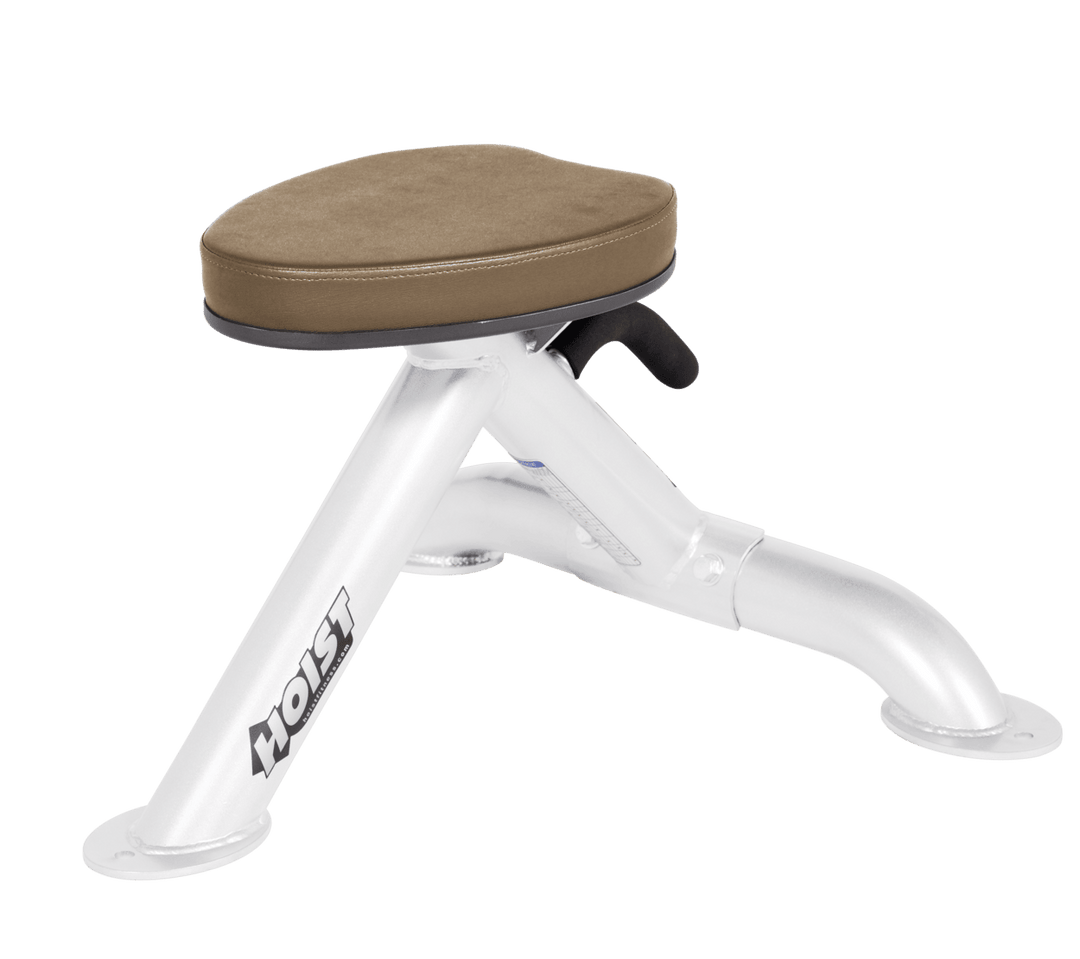 Commercial WHT white utility stool with padded seat and compact frame for versatile strength training support