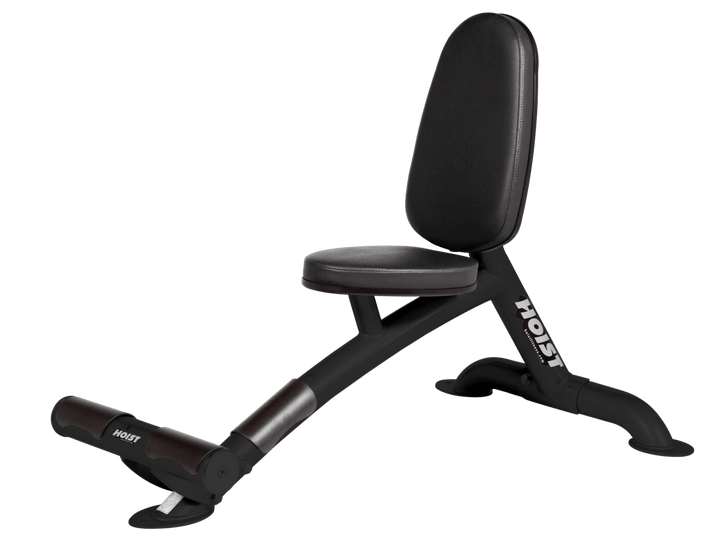 Utility BLK bench with upright back pad and seat for versatile strength training exercises