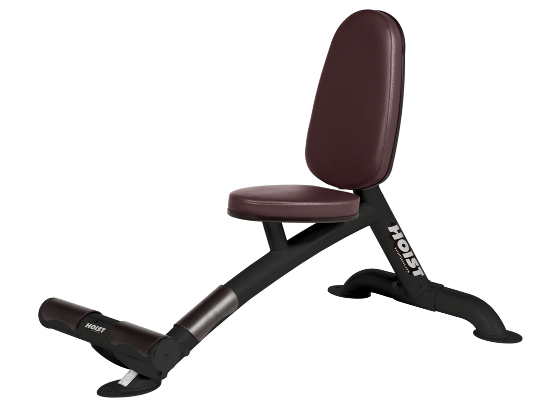 Utility BRG bench with upright back pad and seat for versatile strength training exercises