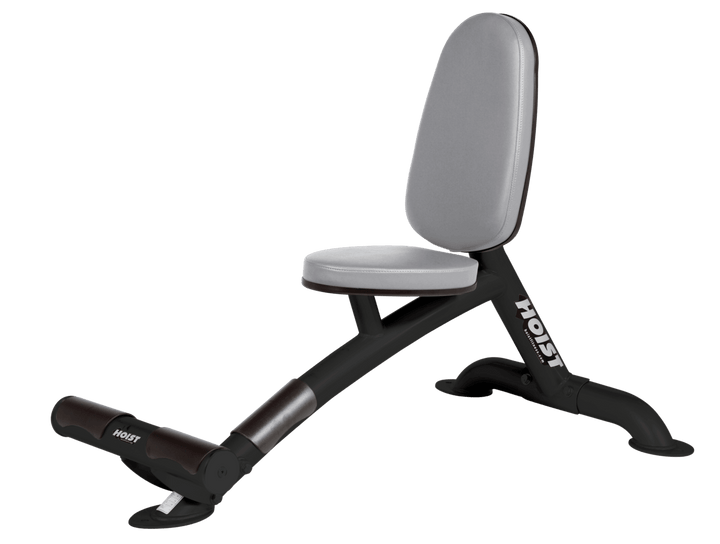 Utility DVG bench with upright back pad and seat for versatile strength training exercises