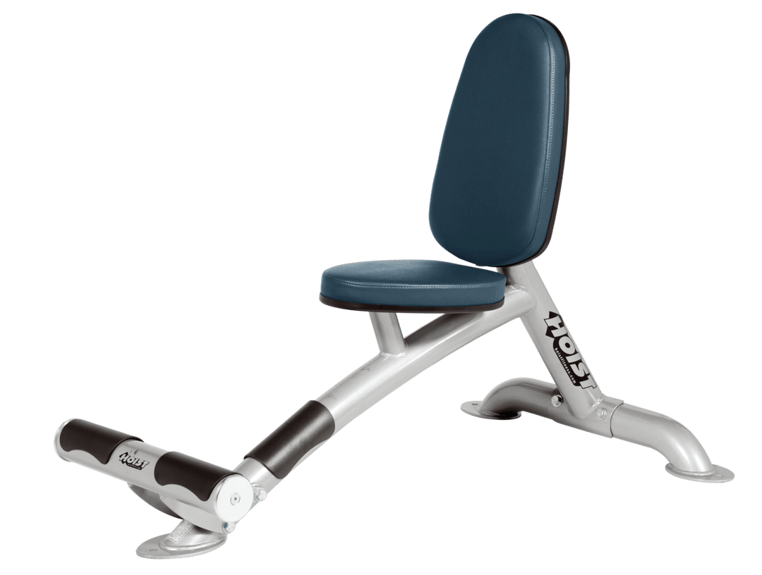 Utility NVY platinum bench with upright back pad and seat for versatile strength training exercises