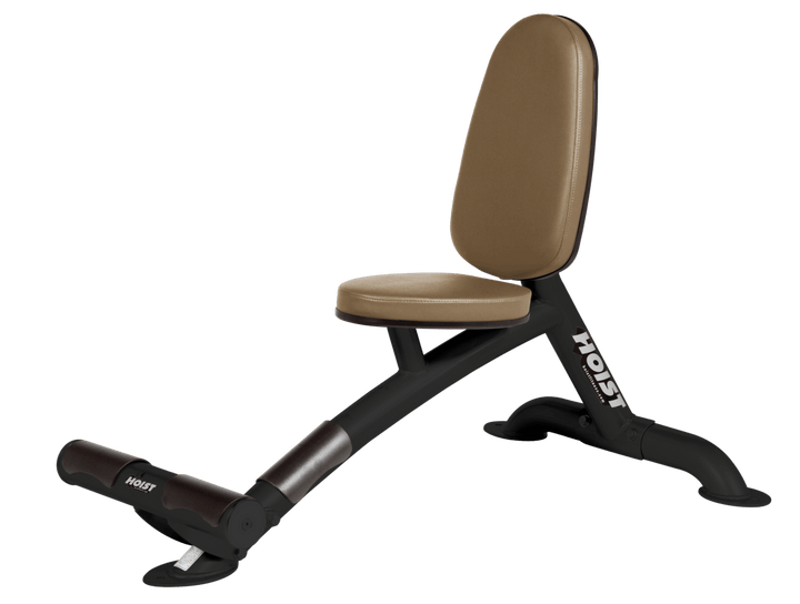 Utility WHT bench with upright back pad and seat for versatile strength training exercises