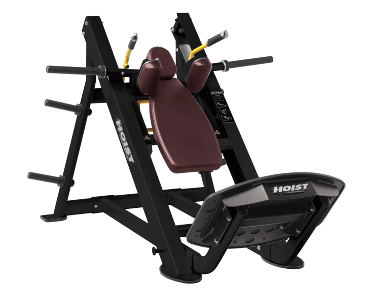 BRG Commercial hack squat machine with angled backrest, shoulder pads, and footplate for lower body strength training