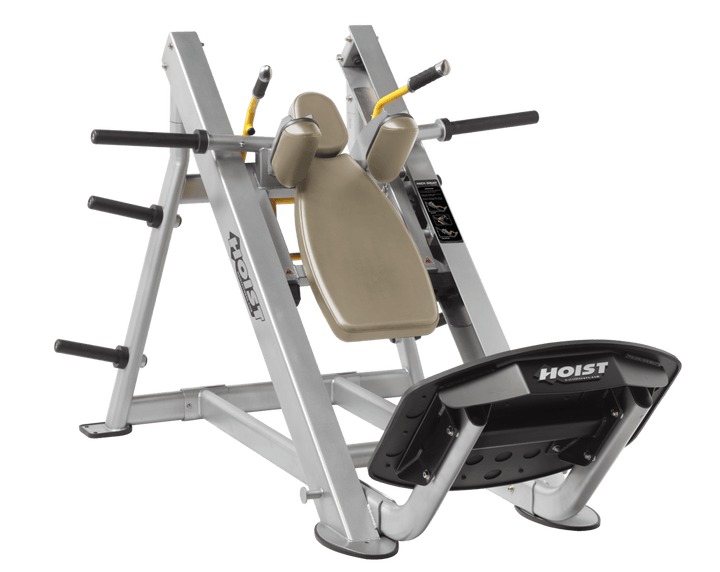 SUE Platinum Commercial hack squat machine with angled backrest, shoulder pads, and footplate for lower body strength training