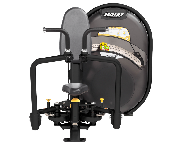 Slate grey Dual-function pec fly and rear delt machine with adjustable arms and seated position for chest and shoulder training