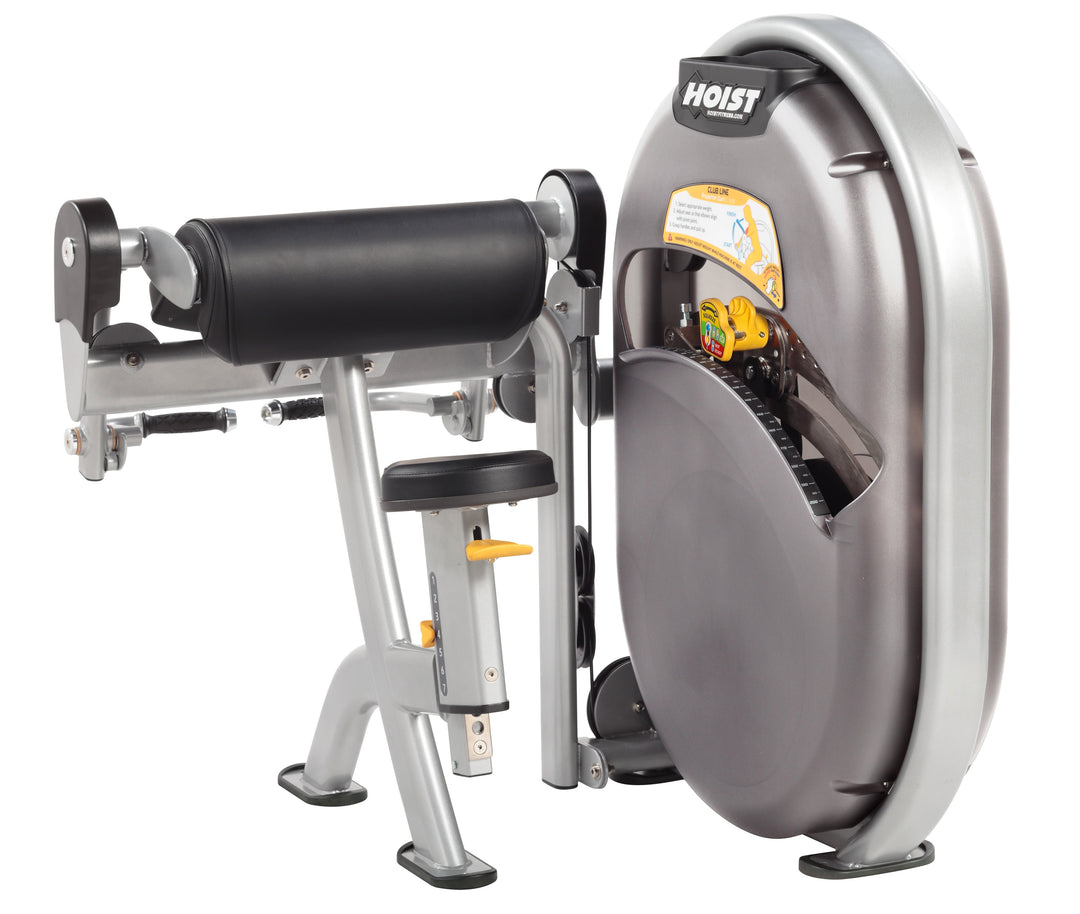 side view curl machine with arm pad and rotating handles for isolated arm strength training