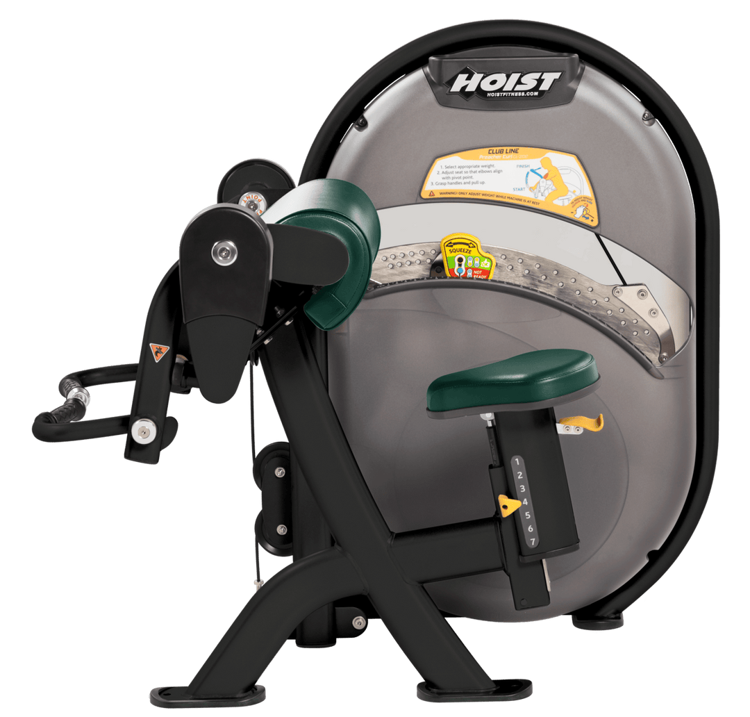 HGR Seated biceps curl machine with arm pad and rotating handles for isolated arm strength training