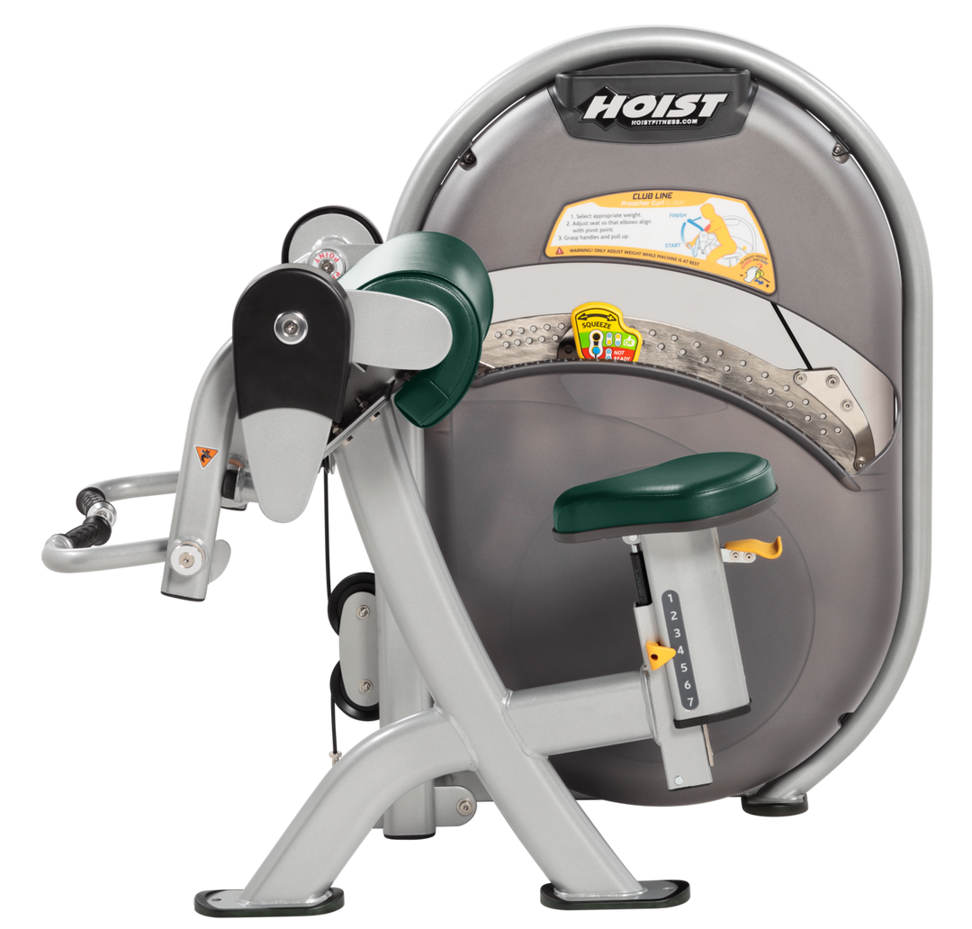 HGR Seated biceps curl machine with arm pad and rotating handles for isolated arm strength training
