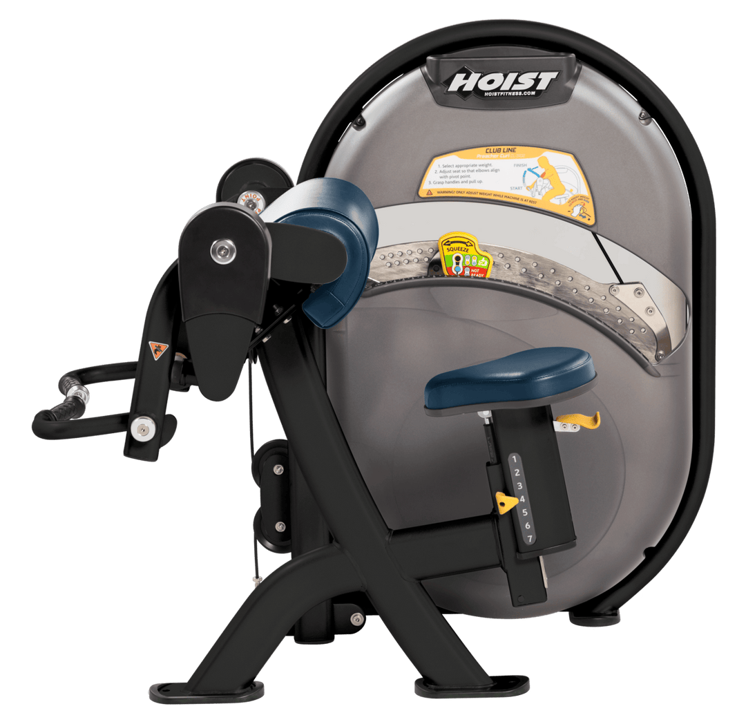 NVY Seated biceps curl machine with arm pad and rotating handles for isolated arm strength training