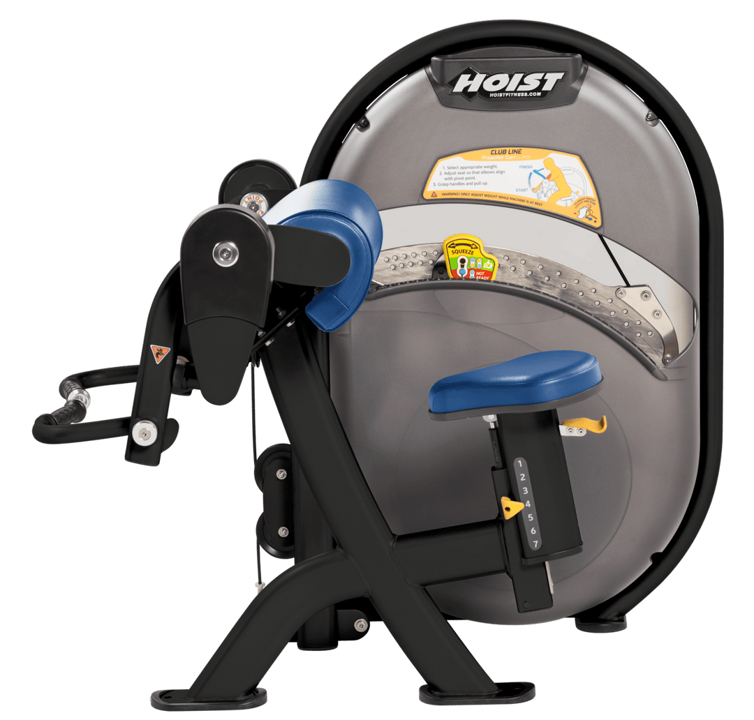 SKY Seated biceps curl machine with arm pad and rotating handles for isolated arm strength training