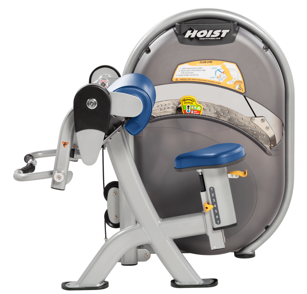 SKY Seated biceps curl machine with arm pad and rotating handles for isolated arm strength training