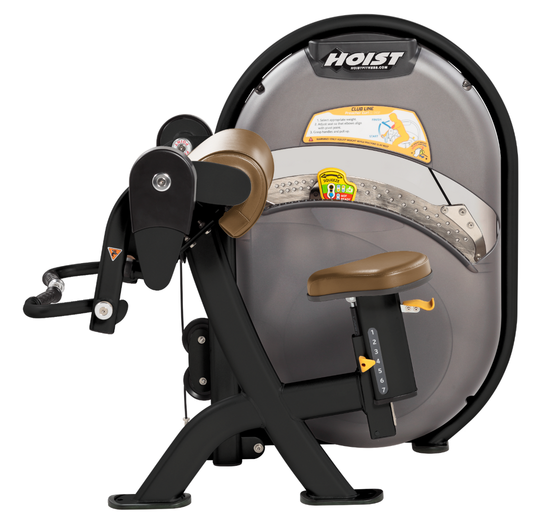 WHT Seated biceps curl machine with arm pad and rotating handles for isolated arm strength training