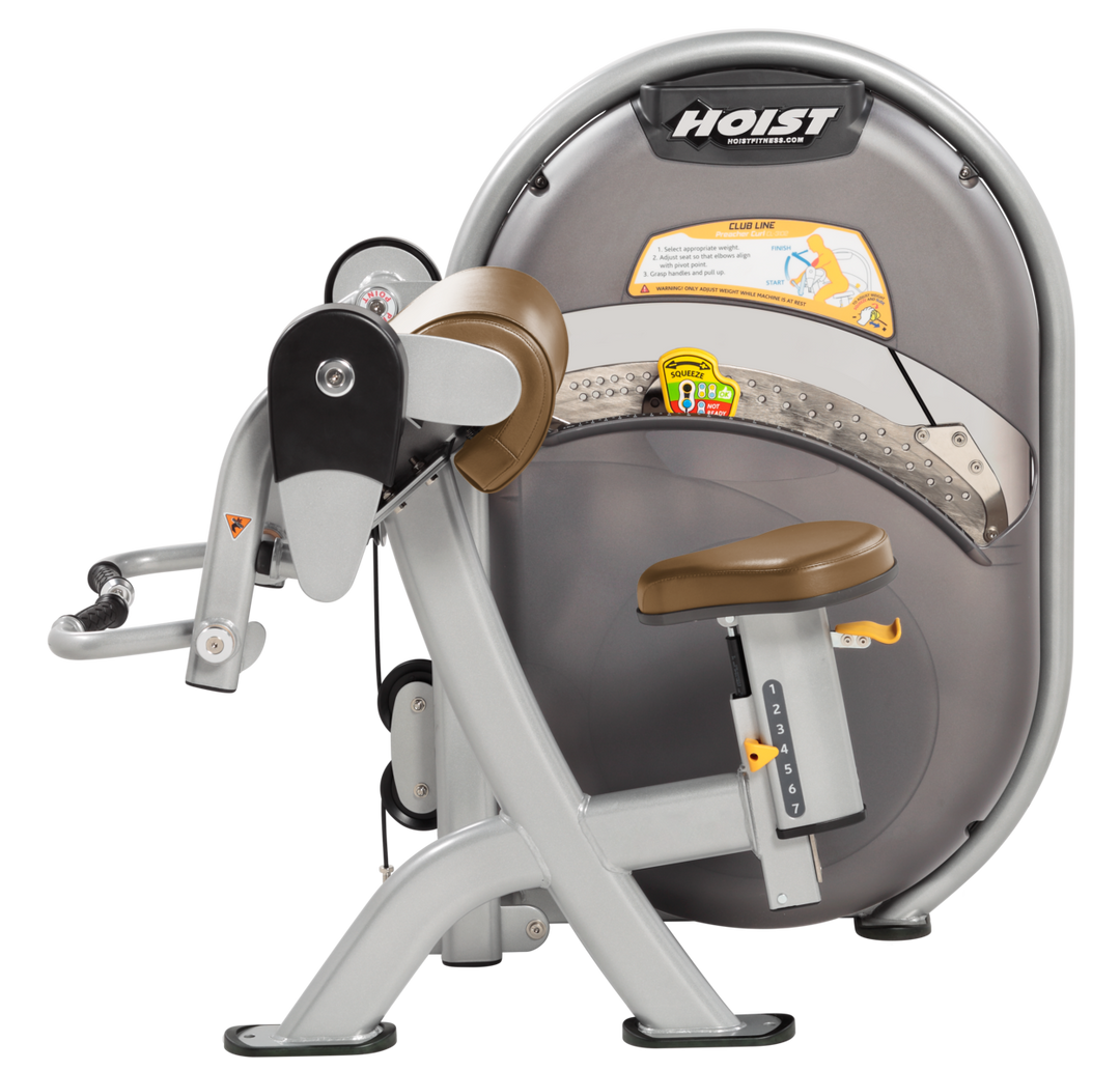 WHT Seated biceps curl machine with arm pad and rotating handles for isolated arm strength training