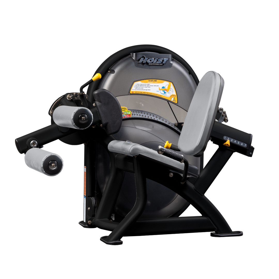 DVG Seated leg curl machine with padded rollers and adjustable back support for hamstring training