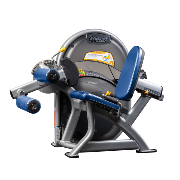 Platinum SKY BLUE Seated leg curl machine with padded rollers and adjustable back support for hamstring training